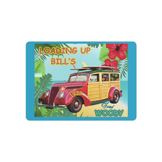 PERSONALIZED BEACH SURF WOODY METAL SIGN