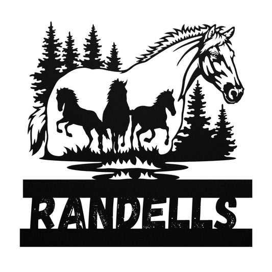 WILD HORSES PERSONALIZED   METAL SIGN