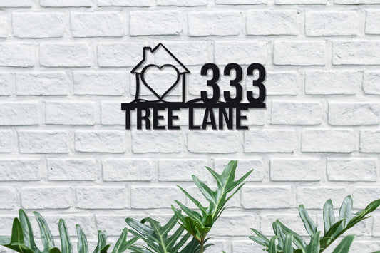 HEART HOME PERSONALIZED ADDRESS METAL SIGN